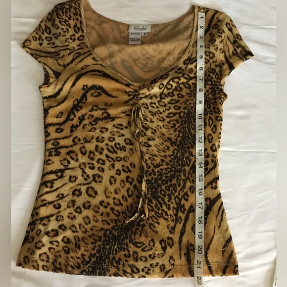 NWOT Animal Print Top Blushé Sweetheart Neckline Ruched with Ties Made in Turkey - Picture 8 of 8